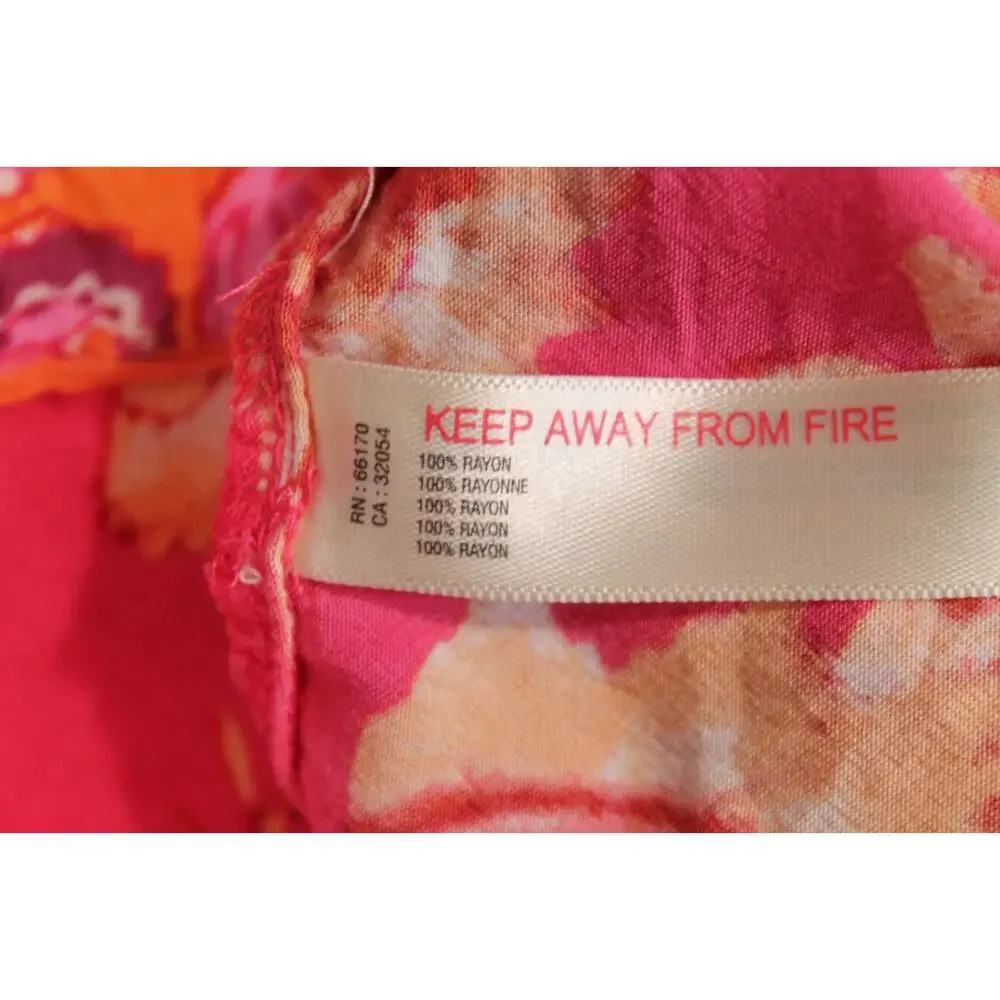 Anthropologie Kari Rayon Pajama Top Womens size S Pink Floral Mix Patchwork Trim